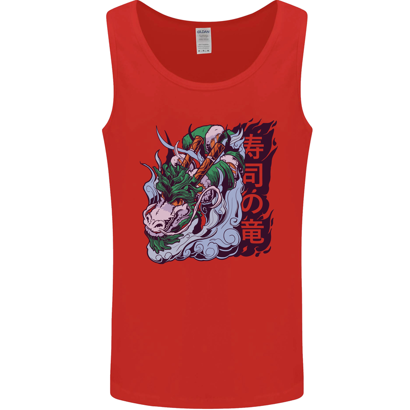 Sushi Dragon Mens Vest Tank Top Red