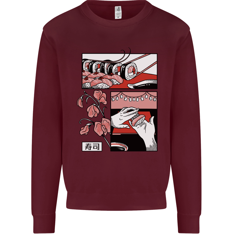 Sushi Kids Sweatshirt Jumper Maroon