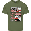 Sushi Mens Cotton T-Shirt Tee Top Military Green