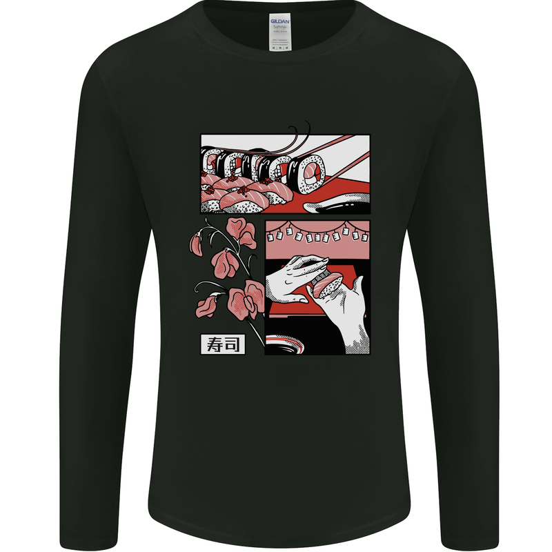 Sushi Mens Long Sleeve T-Shirt Black