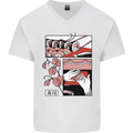 Sushi Mens V-Neck Cotton T-Shirt White