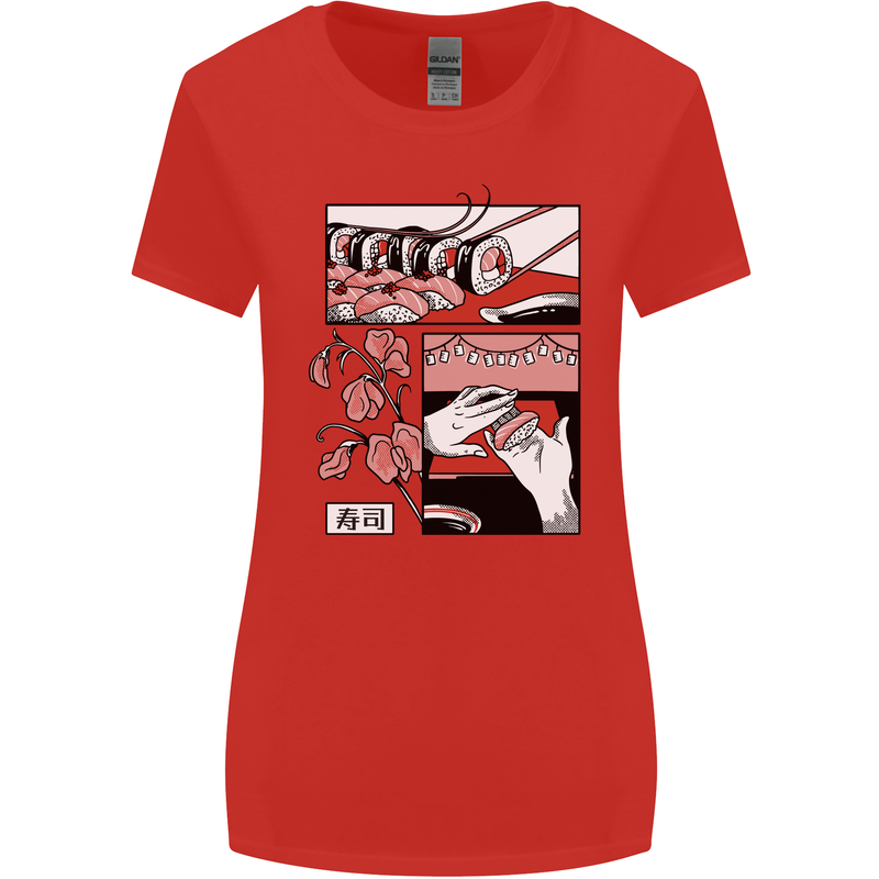 Sushi Womens Wider Cut T-Shirt Red