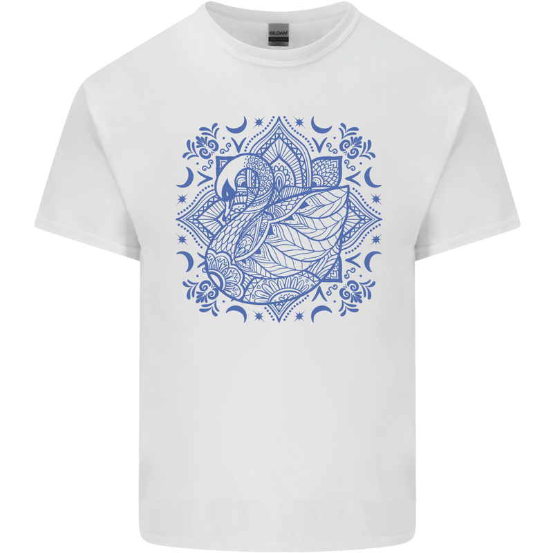 Swan Mandala Art Mens Cotton T-Shirt Tee Top White