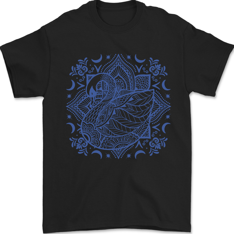 Swan Mandala Art Mens T-Shirt 100% Cotton Black