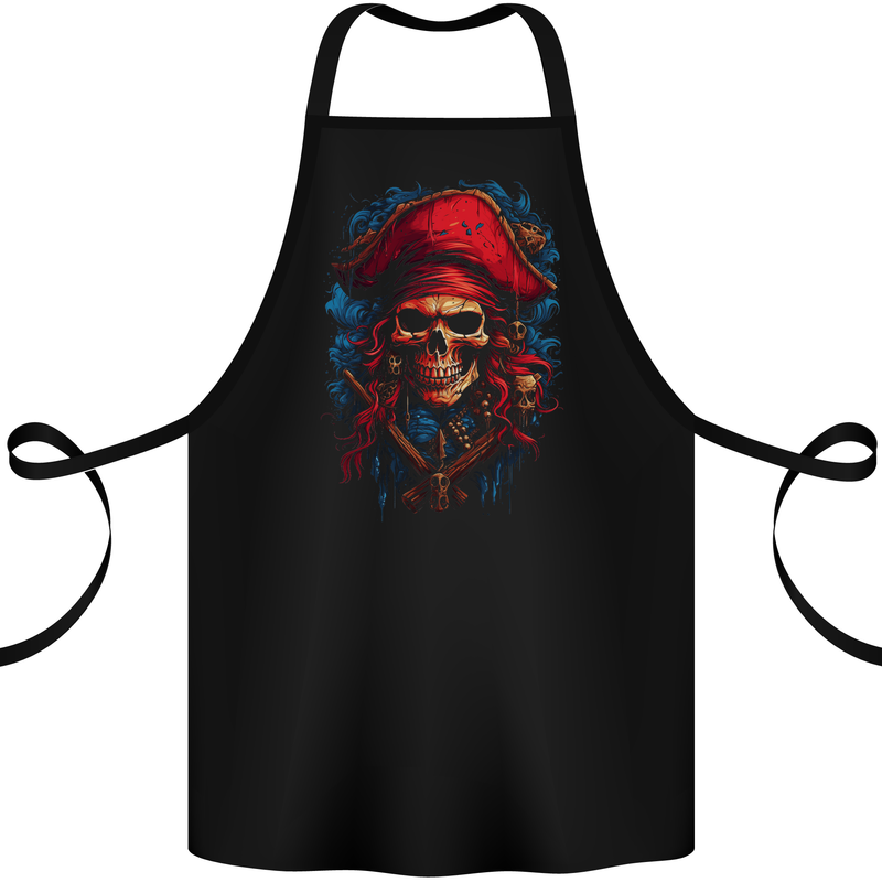 Swashbuckling Pirate Skull Cotton Apron 100% Organic Black