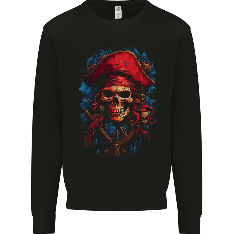 Swashbuckling Pirate Skull Mens Sweatshirt Jumper Black