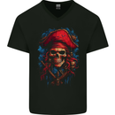 Swashbuckling Pirate Skull Mens V-Neck Cotton T-Shirt Black
