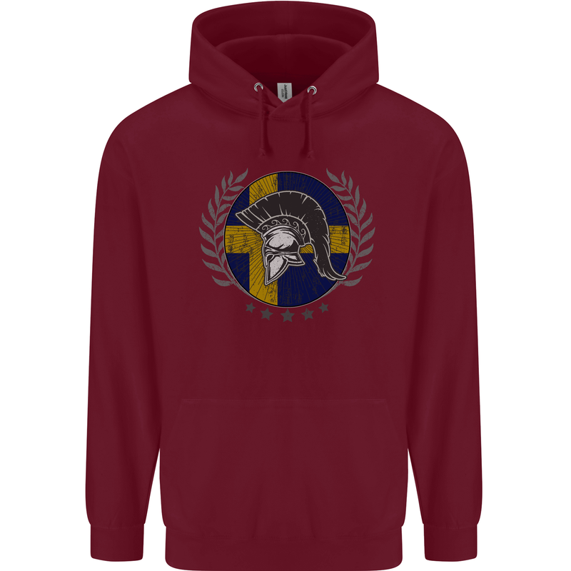 Sweden Bodybuilding Flag Gym Training Swedish Childrens Kids Hoodie Maroon