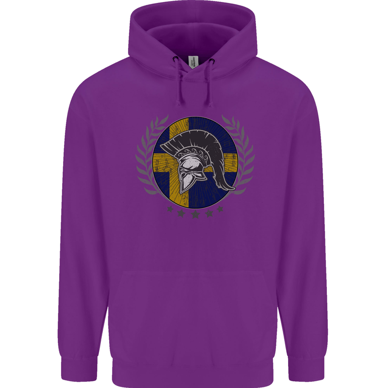 Sweden Bodybuilding Flag Gym Training Swedish Childrens Kids Hoodie Purple