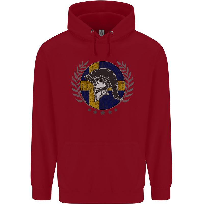 Sweden Bodybuilding Flag Gym Training Swedish Childrens Kids Hoodie Red