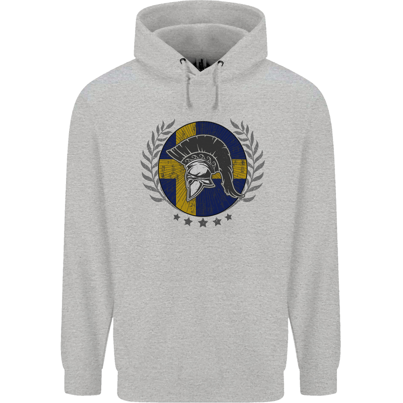 Sweden Bodybuilding Flag Gym Training Swedish Childrens Kids Hoodie Sports Grey