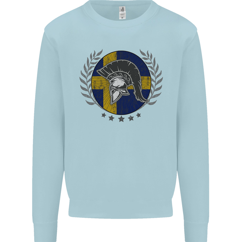Sweden Bodybuilding Flag Gym Training Swedish Kids Sweatshirt Jumper Light Blue