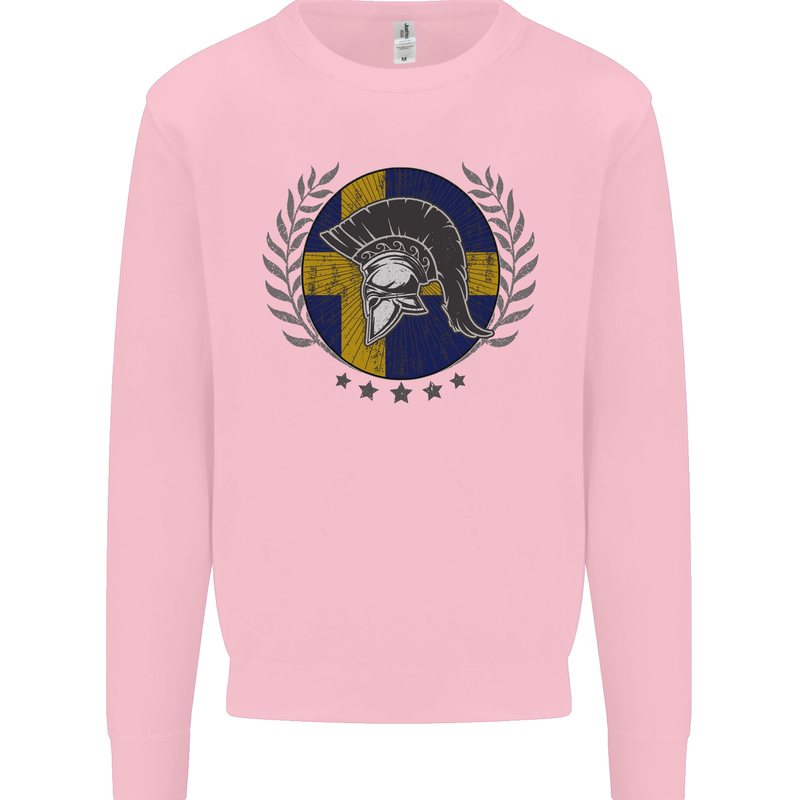 Sweden Bodybuilding Flag Gym Training Swedish Kids Sweatshirt Jumper Light Pink