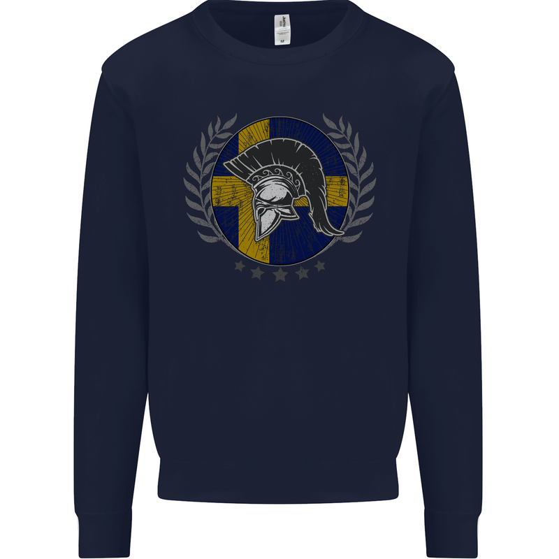 Sweden Bodybuilding Flag Gym Training Swedish Kids Sweatshirt Jumper Navy Blue