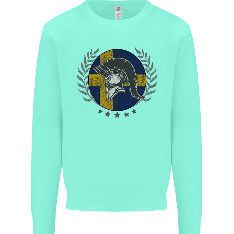 Sweden Bodybuilding Flag Gym Training Swedish Kids Sweatshirt Jumper Peppermint