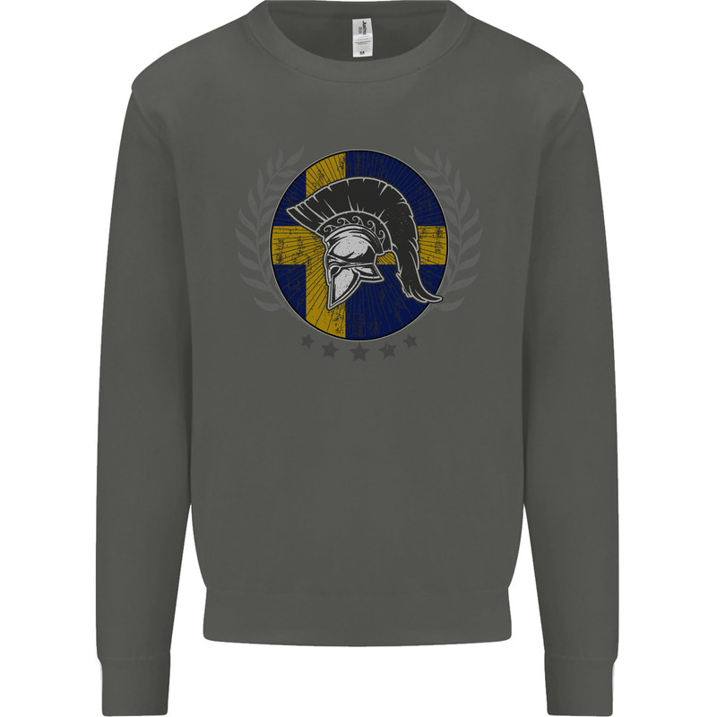 Sweden Bodybuilding Flag Gym Training Swedish Kids Sweatshirt Jumper Storm Grey