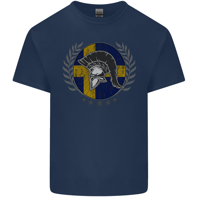 Sweden Bodybuilding Flag Gym Training Swedish Kids T-Shirt Childrens Navy Blue