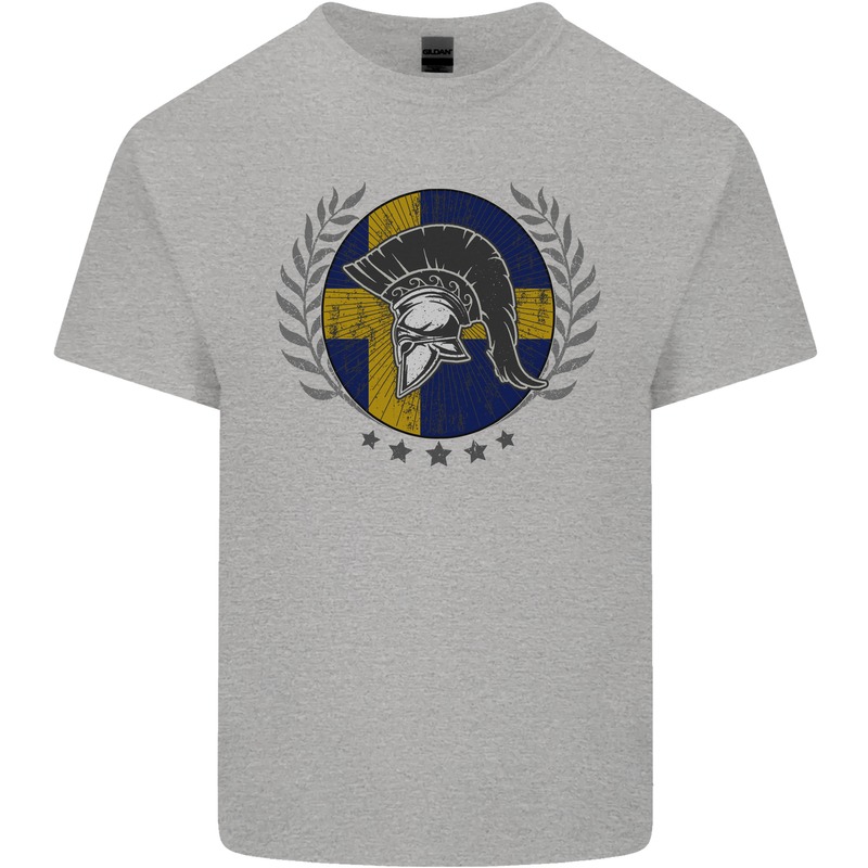 Sweden Bodybuilding Flag Gym Training Swedish Kids T-Shirt Childrens Sports Grey
