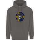 Sweden Bodybuilding Flag Gym Training Swedish Mens 80% Cotton Hoodie Charcoal