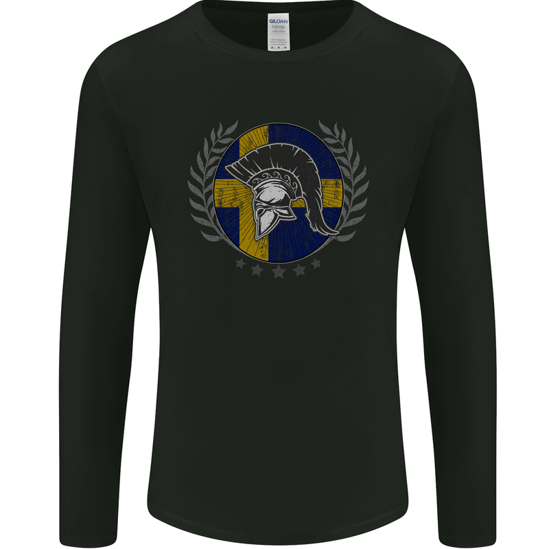 Sweden Bodybuilding Flag Gym Training Swedish Mens Long Sleeve T-Shirt Black