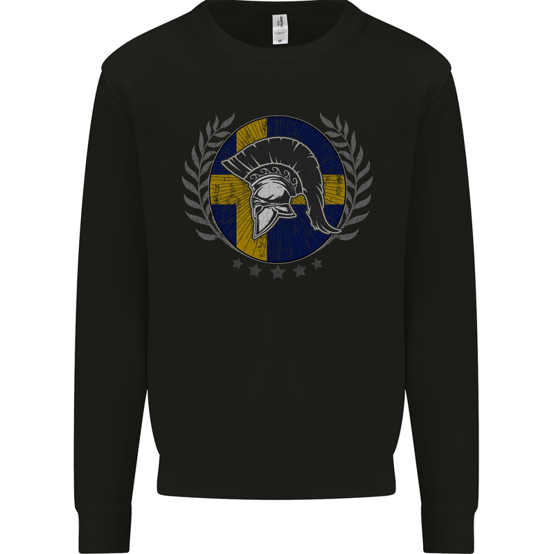 Sweden Bodybuilding Flag Gym Training Swedish Mens Sweatshirt Jumper Black