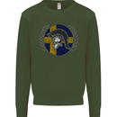 Sweden Bodybuilding Flag Gym Training Swedish Mens Sweatshirt Jumper Forest Green