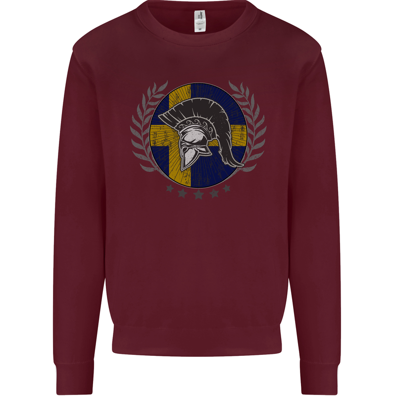 Sweden Bodybuilding Flag Gym Training Swedish Mens Sweatshirt Jumper Maroon