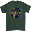 Sweden Bodybuilding Flag Gym Training Swedish Mens T-Shirt 100% Cotton Forest Green