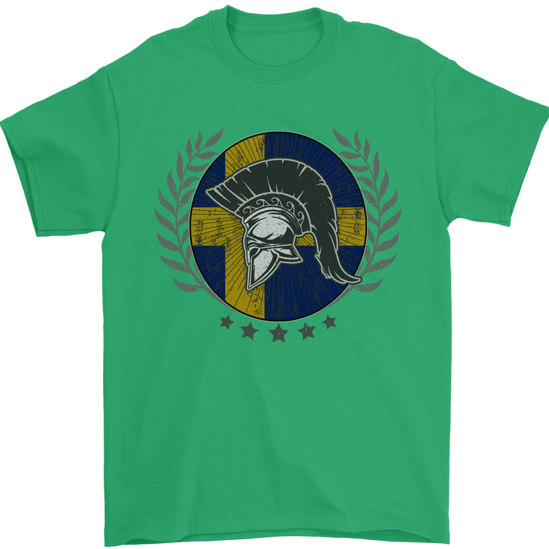 Sweden Bodybuilding Flag Gym Training Swedish Mens T-Shirt 100% Cotton Irish Green