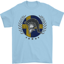 Sweden Bodybuilding Flag Gym Training Swedish Mens T-Shirt 100% Cotton Light Blue