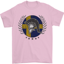 Sweden Bodybuilding Flag Gym Training Swedish Mens T-Shirt 100% Cotton Light Pink