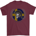 Sweden Bodybuilding Flag Gym Training Swedish Mens T-Shirt 100% Cotton Maroon