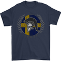 Sweden Bodybuilding Flag Gym Training Swedish Mens T-Shirt 100% Cotton Navy Blue