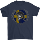 Sweden Bodybuilding Flag Gym Training Swedish Mens T-Shirt 100% Cotton Navy Blue