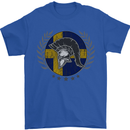 Sweden Bodybuilding Flag Gym Training Swedish Mens T-Shirt 100% Cotton Royal Blue