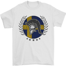 Sweden Bodybuilding Flag Gym Training Swedish Mens T-Shirt 100% Cotton White