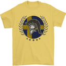 Sweden Bodybuilding Flag Gym Training Swedish Mens T-Shirt 100% Cotton Yellow
