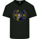 Sweden Bodybuilding Flag Gym Training Swedish Mens V-Neck Cotton T-Shirt Black