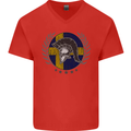 Sweden Bodybuilding Flag Gym Training Swedish Mens V-Neck Cotton T-Shirt Red