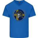Sweden Bodybuilding Flag Gym Training Swedish Mens V-Neck Cotton T-Shirt Royal Blue