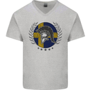 Sweden Bodybuilding Flag Gym Training Swedish Mens V-Neck Cotton T-Shirt Sports Grey