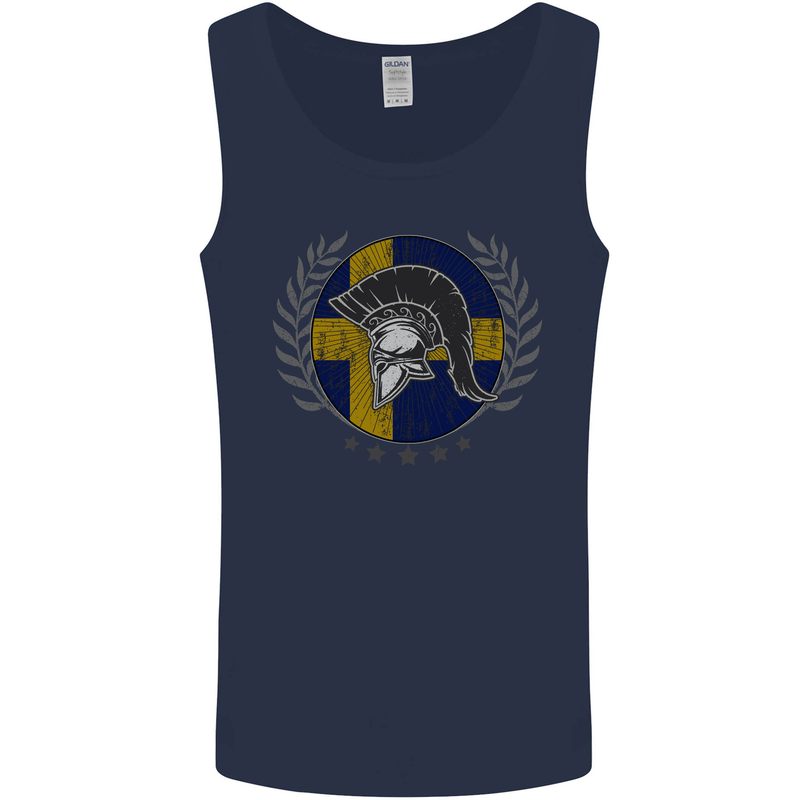 Sweden Bodybuilding Flag Gym Training Swedish Mens Vest Tank Top Navy Blue
