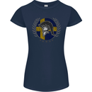 Sweden Bodybuilding Flag Gym Training Swedish Womens Petite Cut T-Shirt Navy Blue