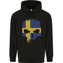 Sweden Skull Flag Gym Bodybuilding Biker Childrens Kids Hoodie Black