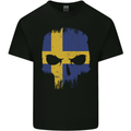 Sweden Skull Flag Gym Bodybuilding Biker Kids T-Shirt Childrens Black