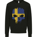 Sweden Skull Flag Gym Bodybuilding Biker Mens Sweatshirt Jumper Black