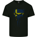 Sweden Skull Gym Training Bodybuilding Kids T-Shirt Childrens Black