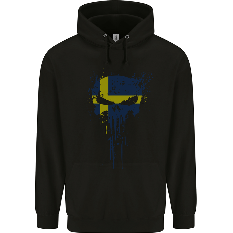 Sweden Skull Gym Training Bodybuilding Mens 80% Cotton Hoodie Black