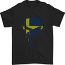 Sweden Skull Gym Training Bodybuilding Mens T-Shirt 100% Cotton Black