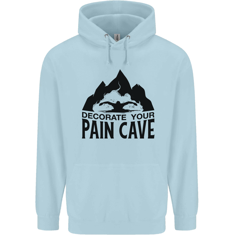 Swimming Pain Cave Swimmer Swim Mens 80% Cotton Hoodie Light Blue